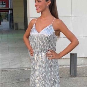 Zara Sequin V-neck Dress
